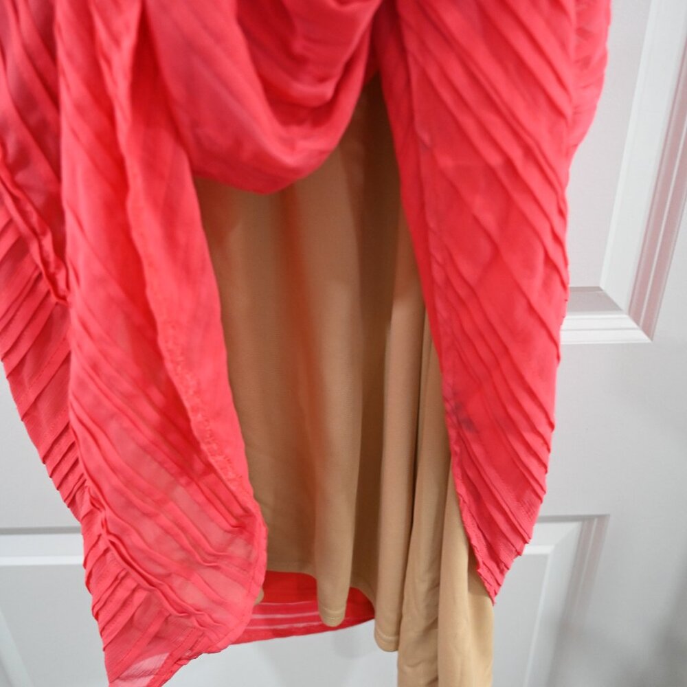 Tadashi Shoji Size 12 Coral Textured One Shoulder Knee Length Dress NWT - Picture 8 of 11